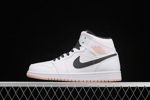 All categories Air Jordan Jordan series basketball shoes Air Jordan 1 Mid Air Jordan 1 Mid AJ1 Joe 1 white and black cherry blossom powder Zhongbang basketball shoes 554725-180